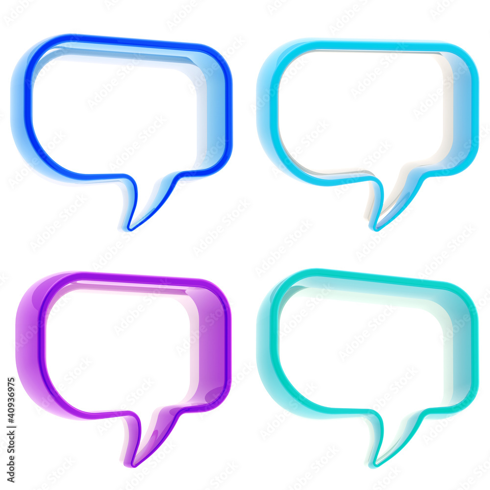 Set of four text bubbles