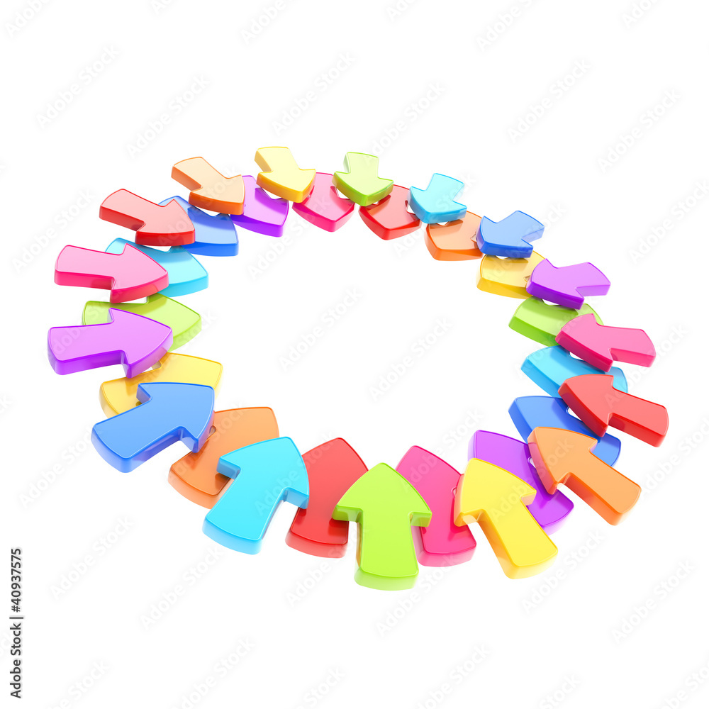 Circle aligned attention arrows isolated Circle aligned attention arrows isolated