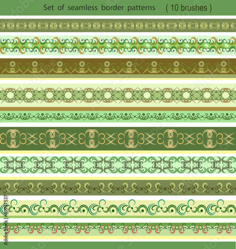Set of seamless border patterns, brushes included
