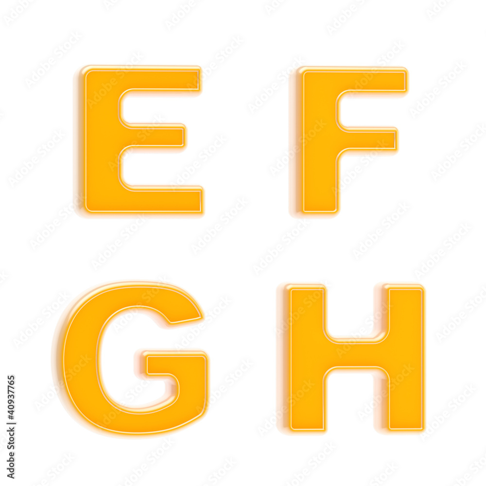 Abc set of four glossy orange plastic letters