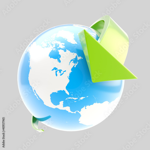 Earth globe symbol with arr...