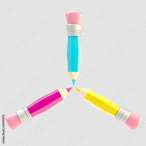 Set of three shiny pencil i...