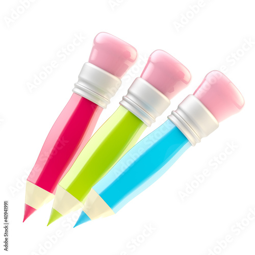 Set of three shiny pencil i...