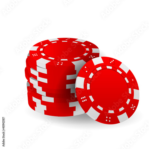 Illustration of Red Poker Chips Isolated on White