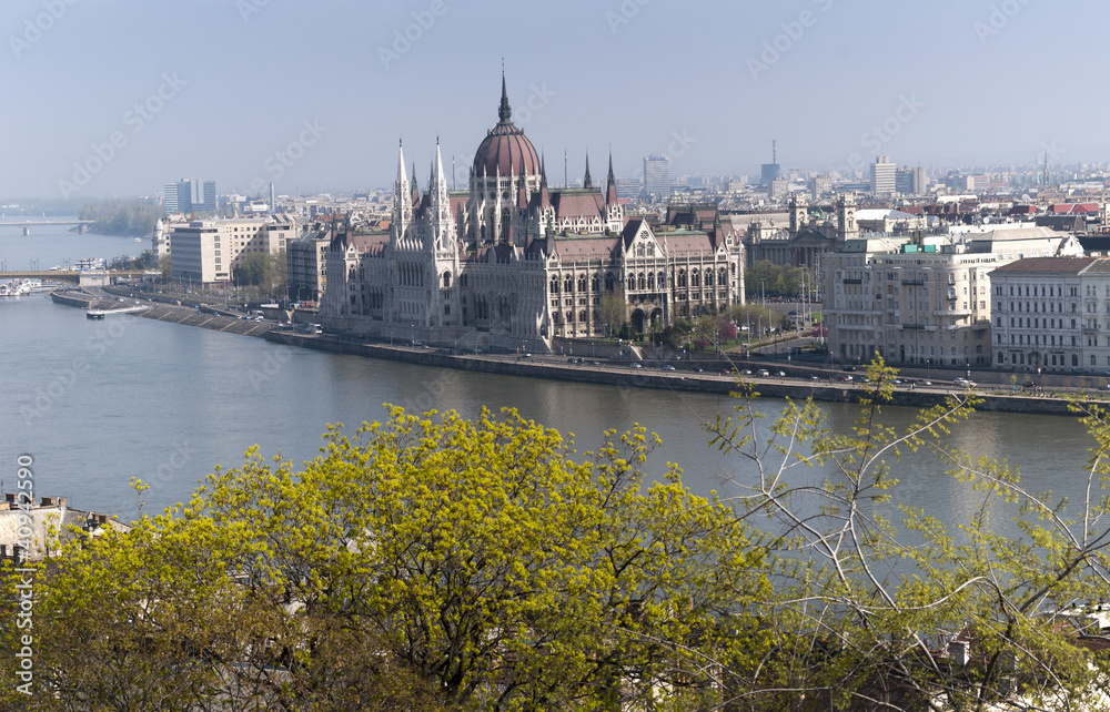 View of Parliament dome from Castle in Budapest Hungary View of Parliament dome from Castle in Budapest Hungary
