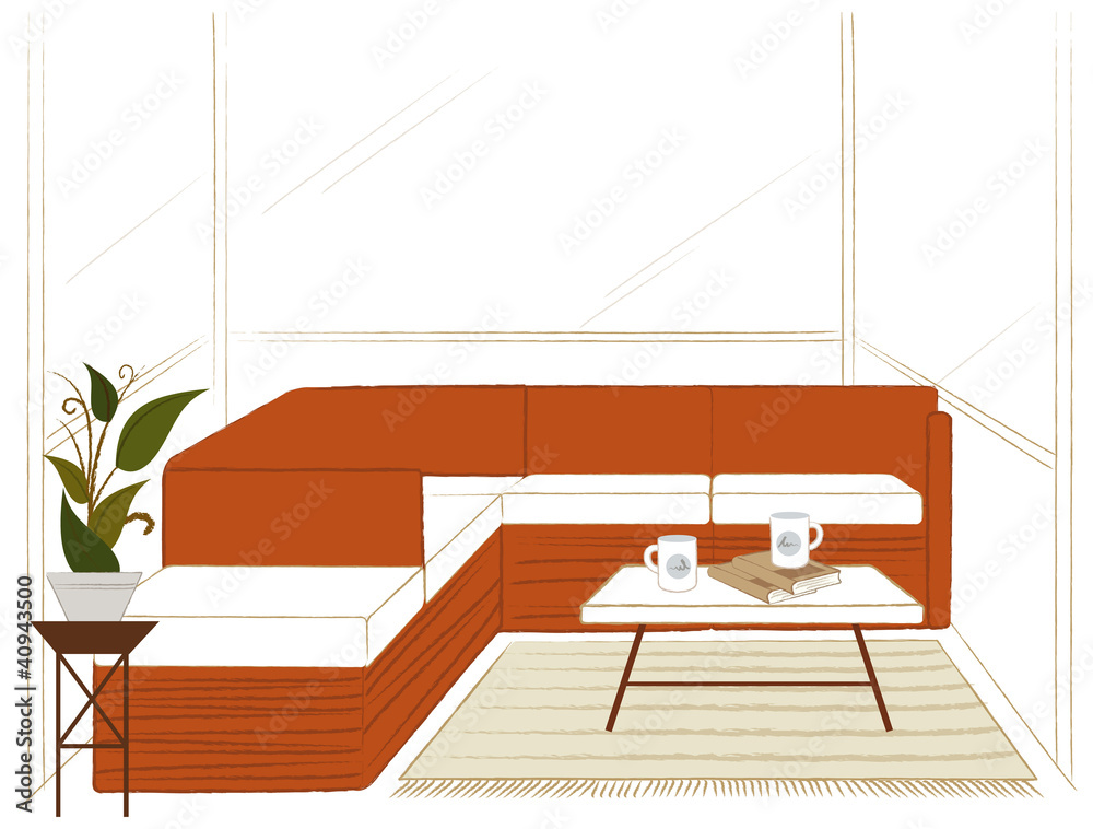 Living room with table and couch Living room with table and couch