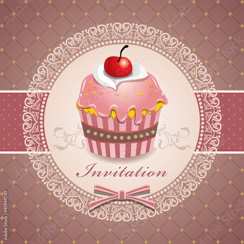 Cute cup cake j with lace design