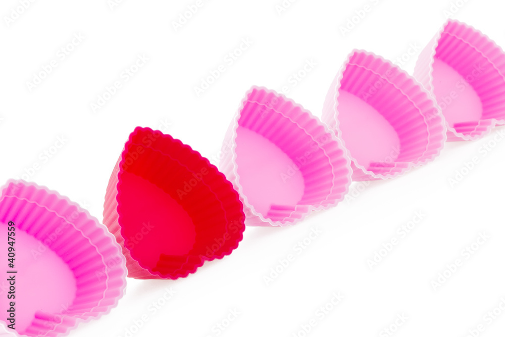 Red and pink Heart Shaped Silicon Bun Cases. Red and pink Heart Shaped Silicon Bun Cases.
