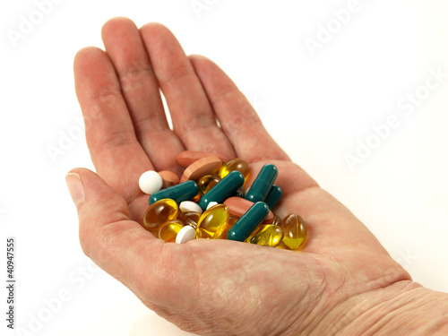 Handfull of pills, isolated