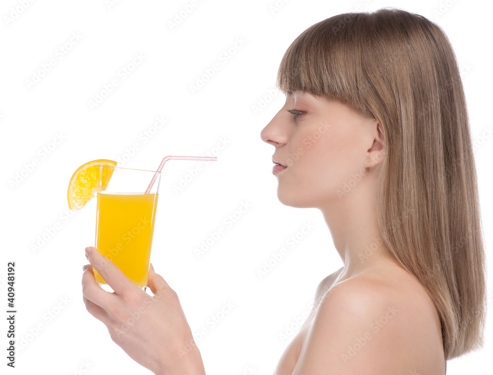 Young beauty woman with orange Young beauty woman with orange