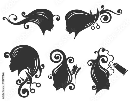 vector collection of women head silhouettes