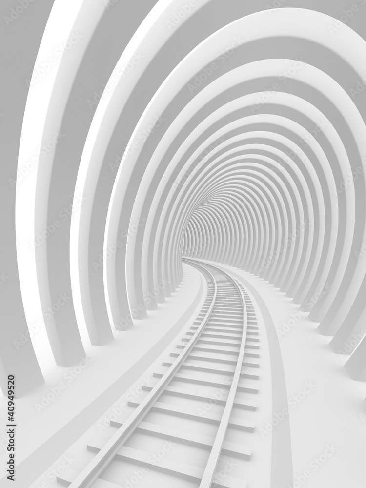 Abstract architecture. Railroad tunnel. 3d image Abstract architecture. Railroad tunnel. 3d image