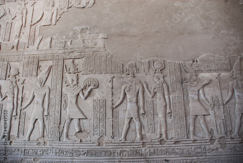 Hieroglyphics engraved on stone in Egyption Temple