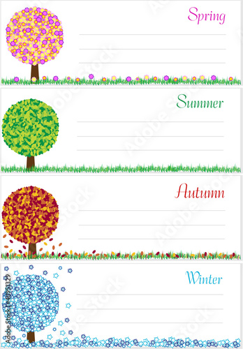 four seasons symbols,spring,summer,autumn and winter tree