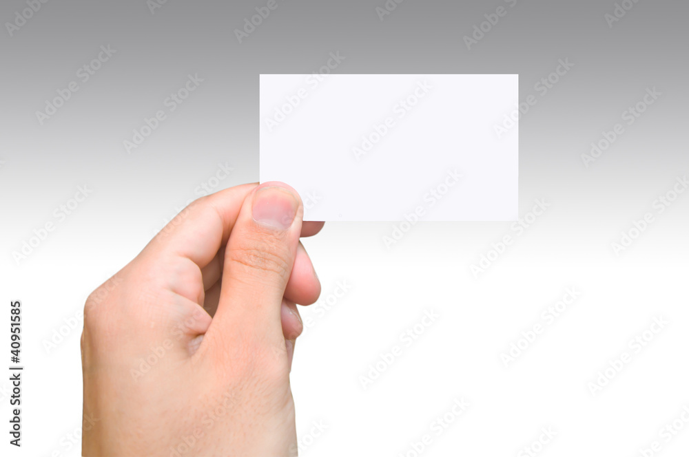 Blank card in hand On a background Blank card in hand On a background