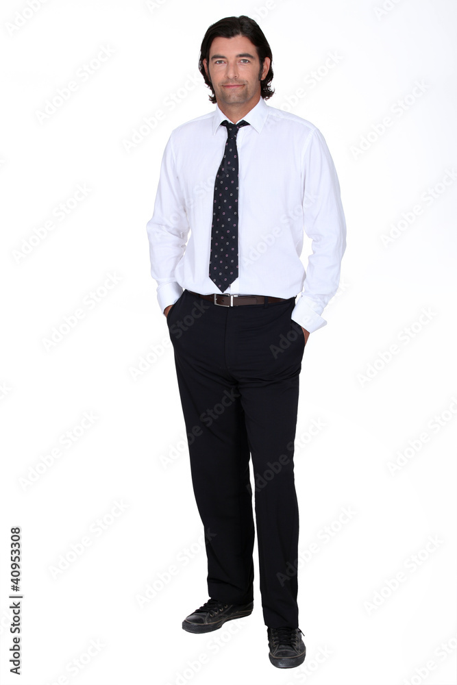 well dressed, discreet and calm mid long hair man well dressed, discreet and calm mid long hair man