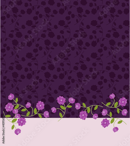 Invitation template with purple flowers pattern