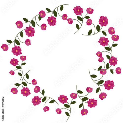Floral frame with decorative pink flowers