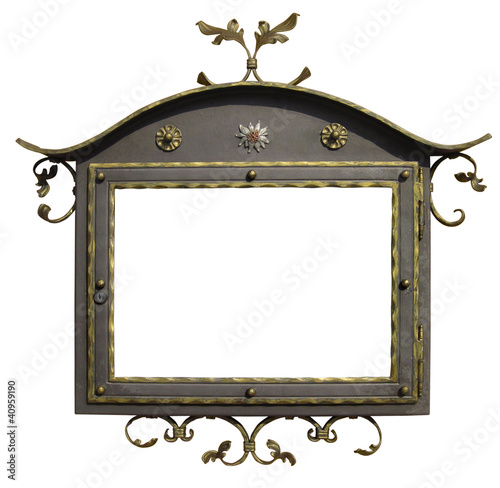 Metal Sign on the wall. Object isolated on white, with clipping