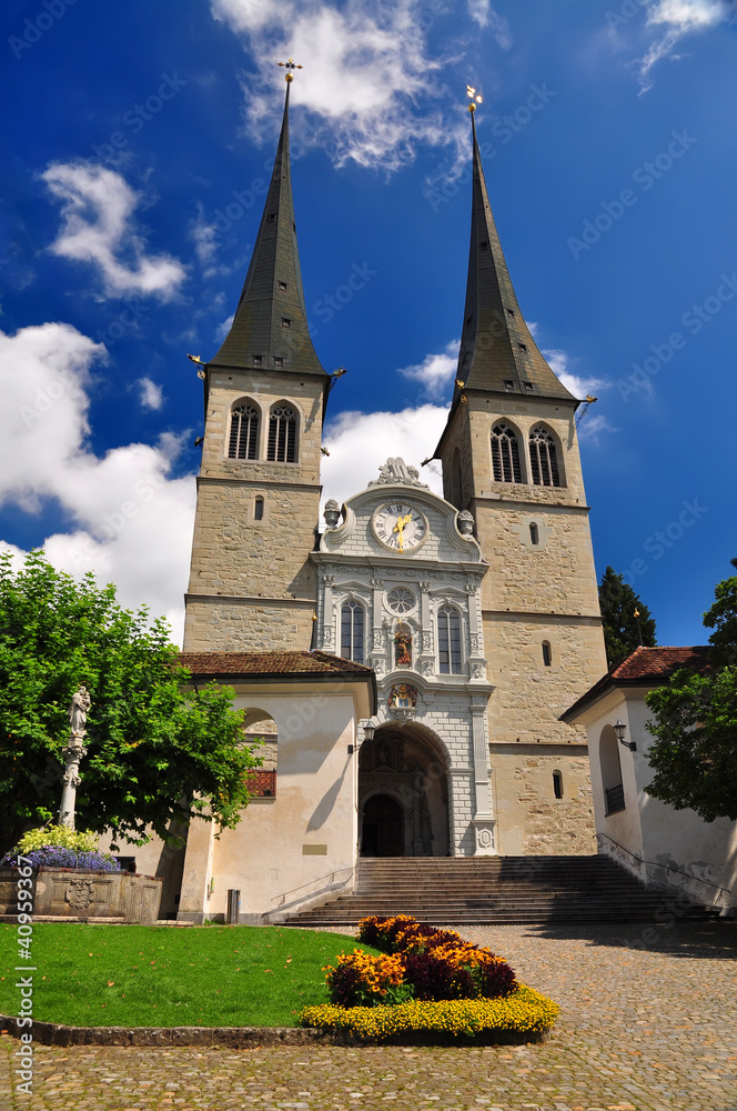 Hofkirche cathedral in Lucerne, Switzerland