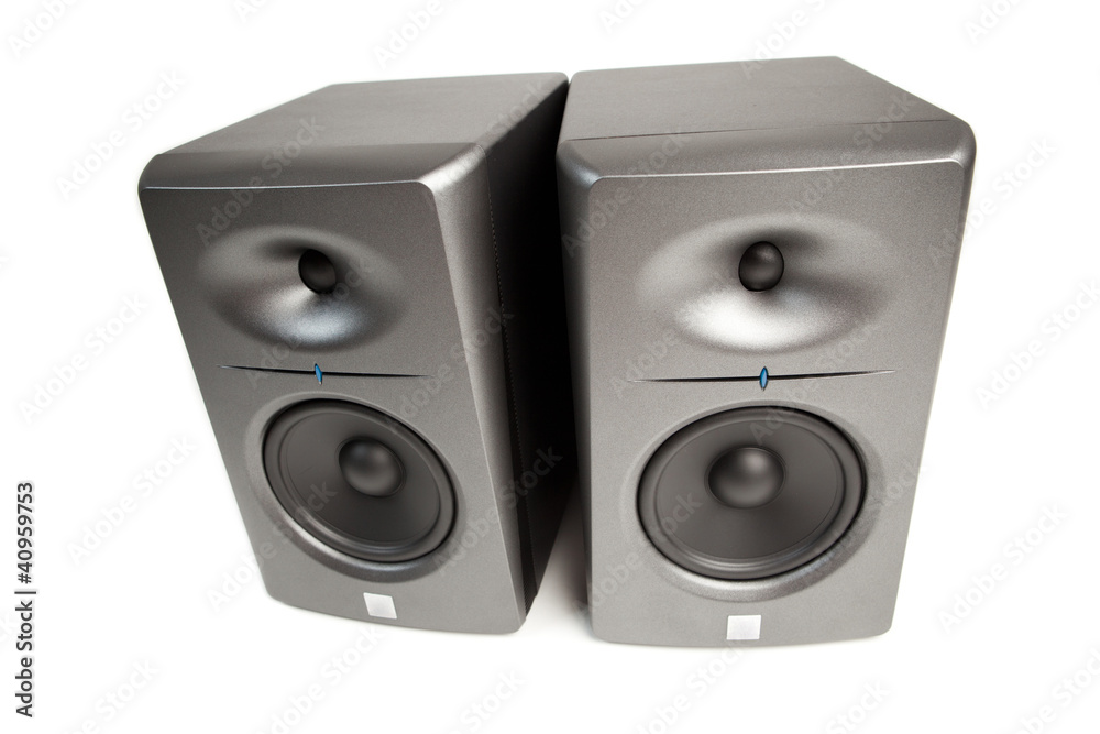 Obraz premium studio audio monitors isolated on white