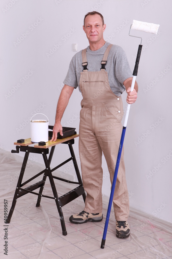 Man demonstrating roller and extension Man demonstrating roller and extension