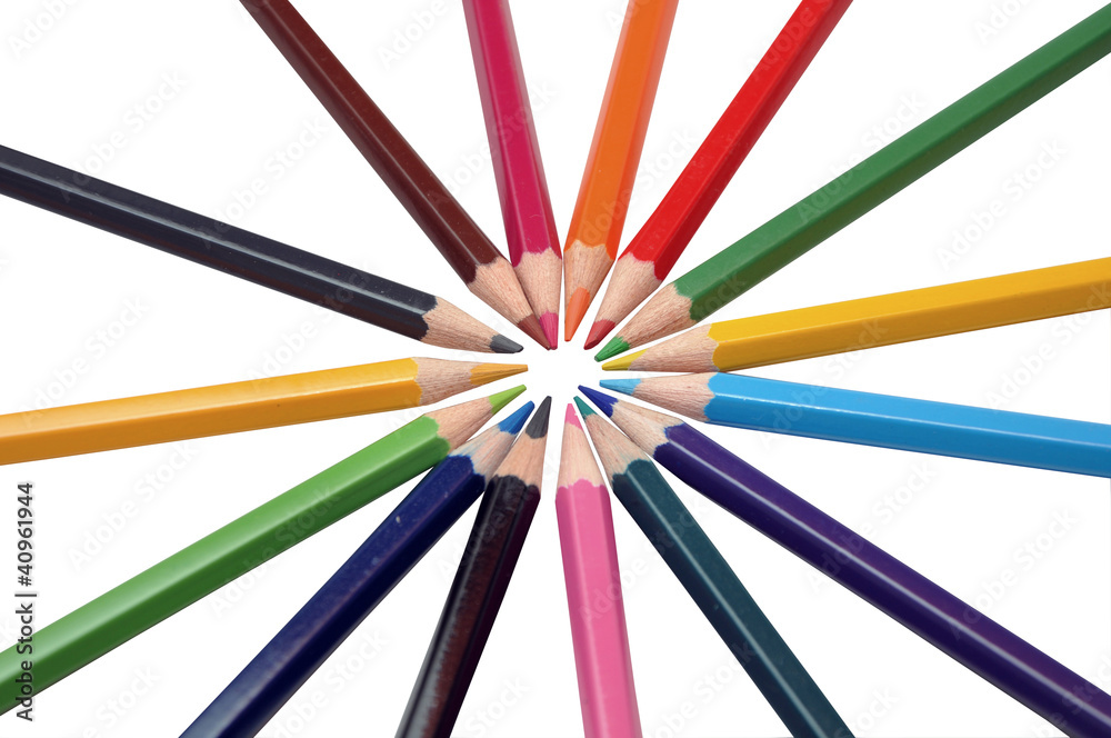 Color pencils on a white background Color pencils on a white background