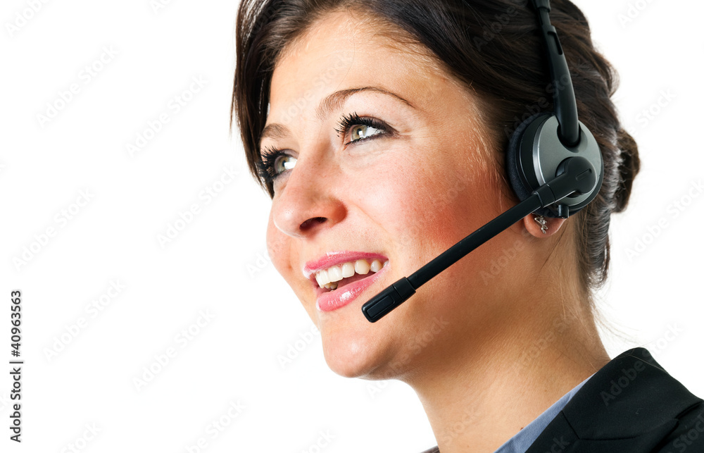 Beautiful customer representative at work Beautiful customer representative at work