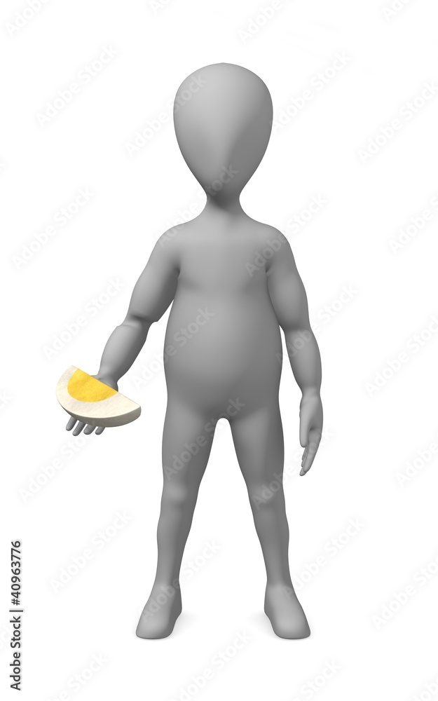 3d render of cartoon character with piece of egg 3d render of cartoon character with piece of egg
