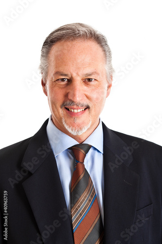 Handsome senior businessman portrait isolated on white