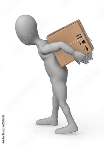 3d render of cartoon character with package