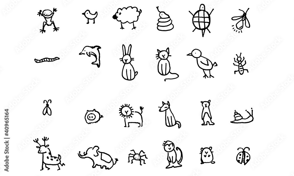 Obraz premium Animal icon in simple ink line