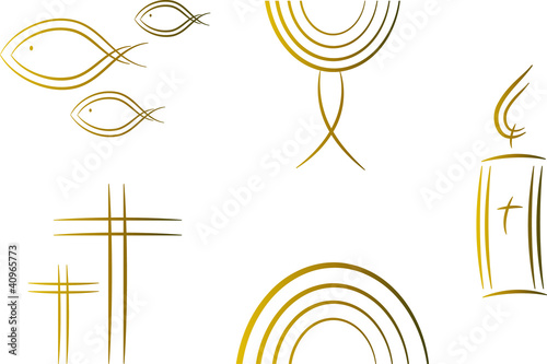 Clipart-Set: Symbole für Religion und Feiertage (Gold)