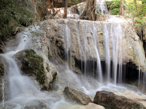 Waterfall with water flowing around