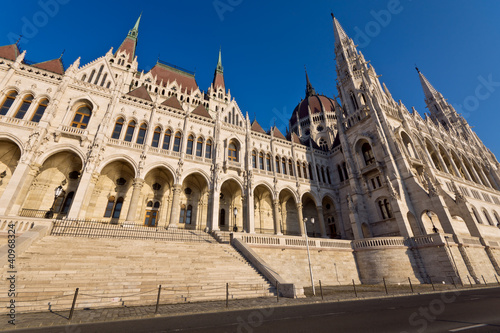 Riverside of the hungarian Parliament in Budapest