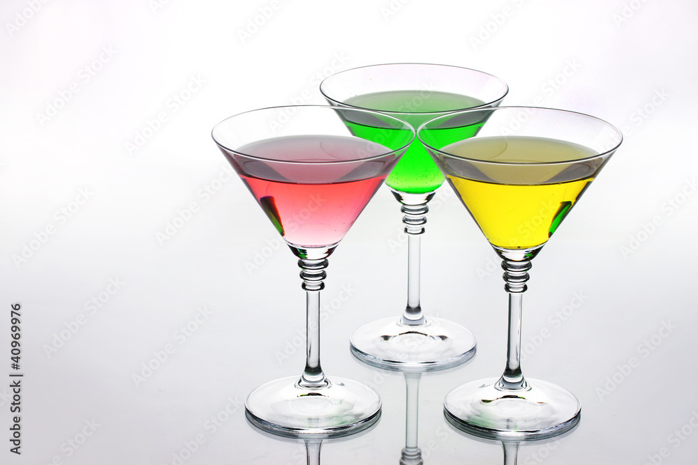 alcoholic cocktails on table isolated on white alcoholic cocktails on table isolated on white