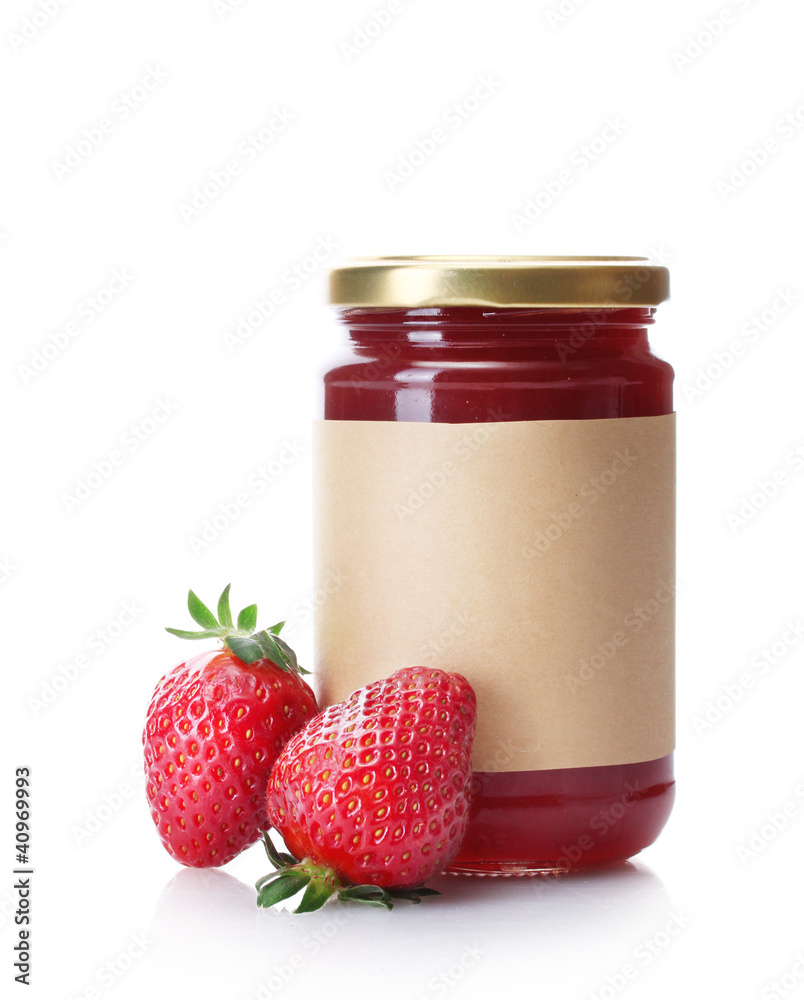 berry jam and strawberry isolated on white berry jam and strawberry isolated on white