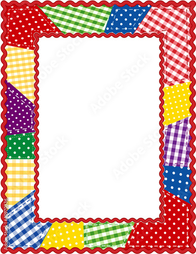 Patchwork Quilt Frame, copy space, rickrack border
