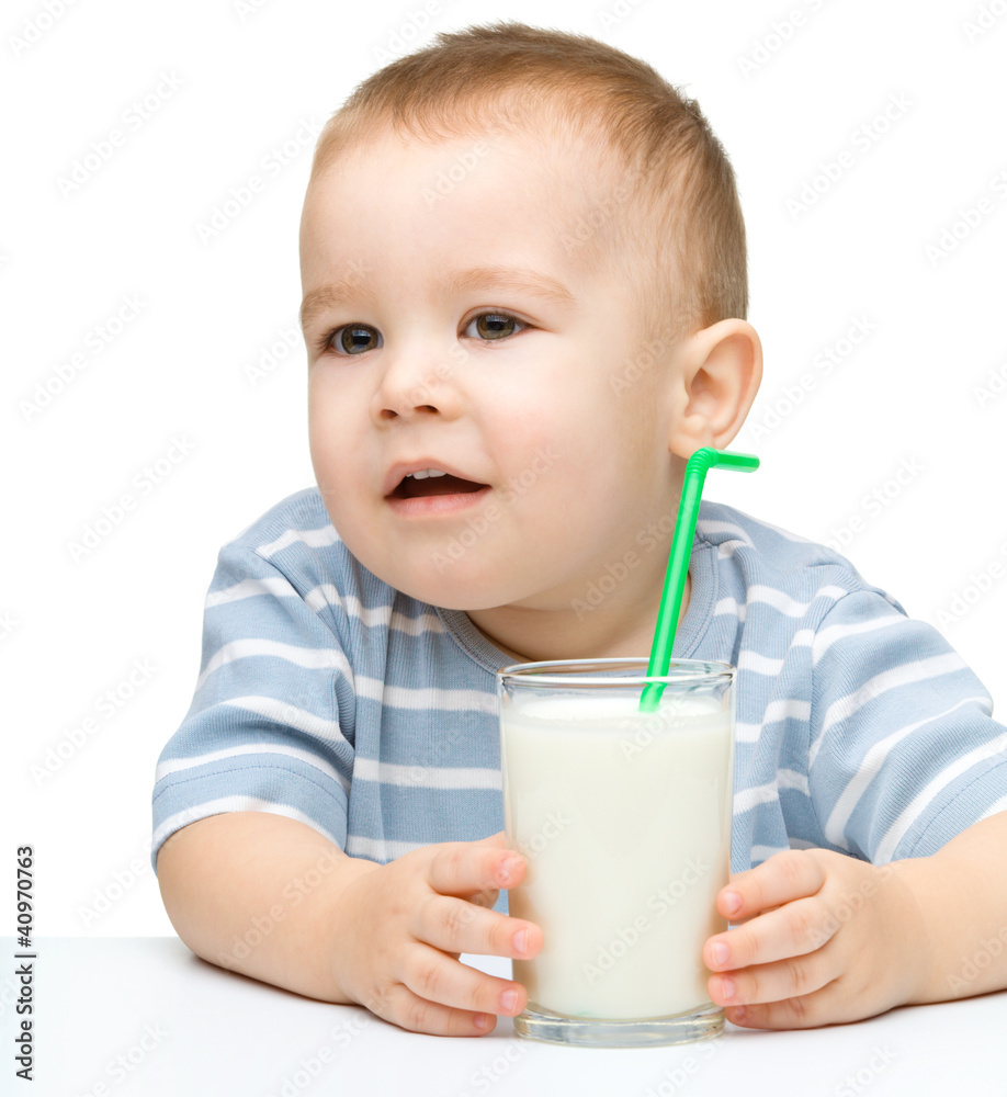 Cute little boy with a glass of milk Cute little boy with a glass of milk