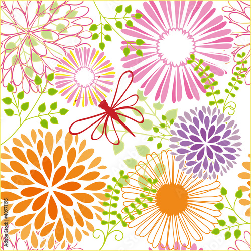 Springtime colorful flower seamless pattern