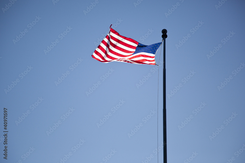 American Flag Blowing in the Wind