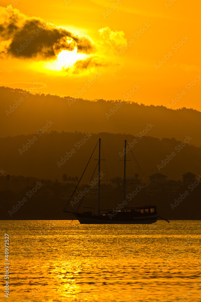 sailboat in sunset