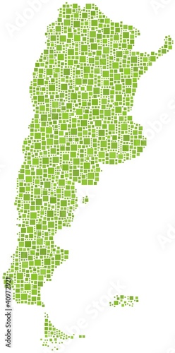 Map of Argentina (Latin America) in a mosaic of green squares