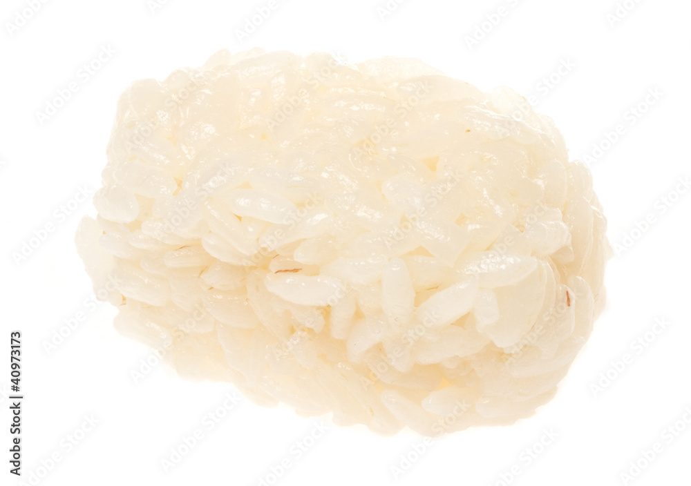 The boiled Chinese rice on a white background The boiled Chinese rice on a white background