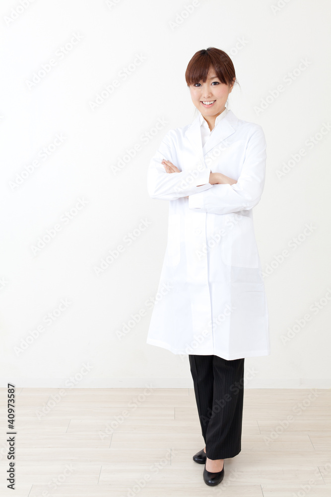 a portrait of asian woman wearing lab coat a portrait of asian woman wearing lab coat
