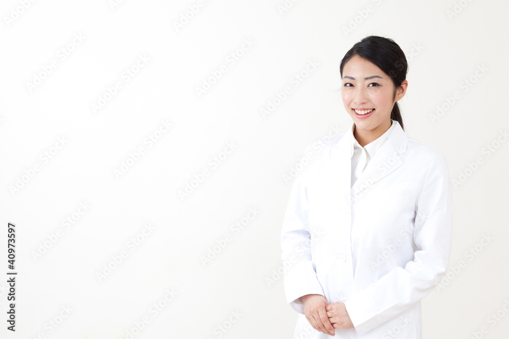 a portrait of asian woman wearing lab coat a portrait of asian woman wearing lab coat