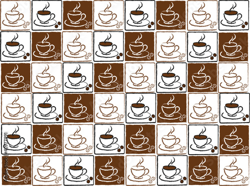 vector background made of squares with coffee cups