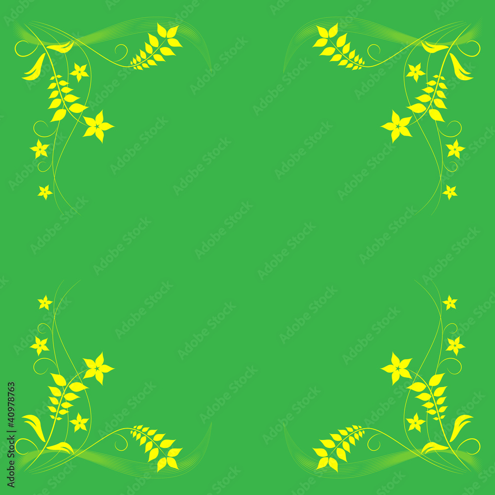 Obraz premium Green seamless background with flowers