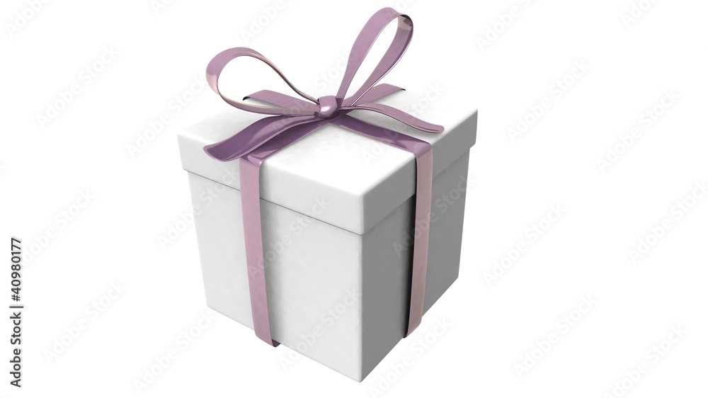Obraz premium present box with bow violet perspective