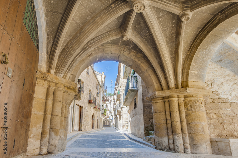 Medieval street at Calaceite, Spain